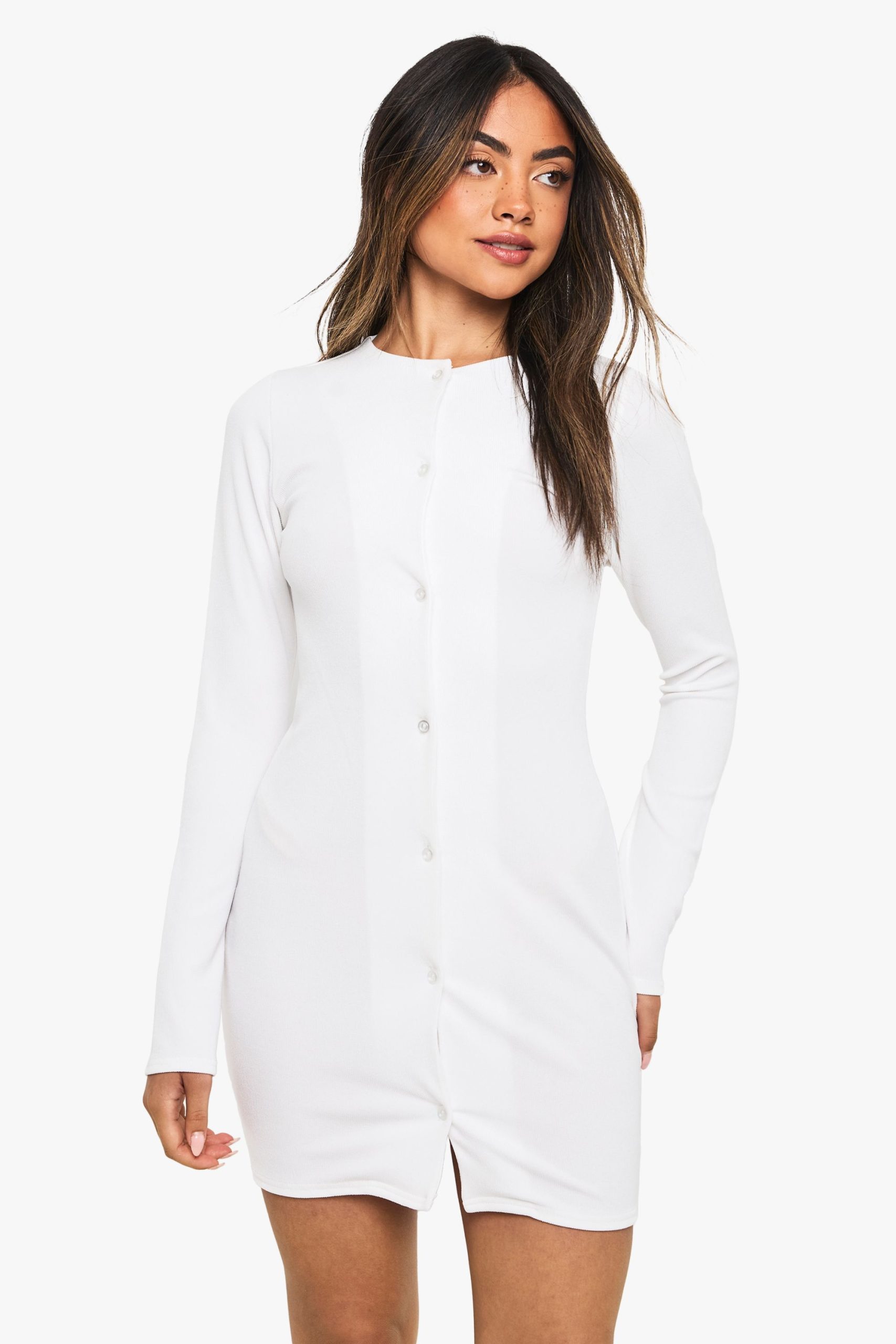 Rib Button Down Mini Dress