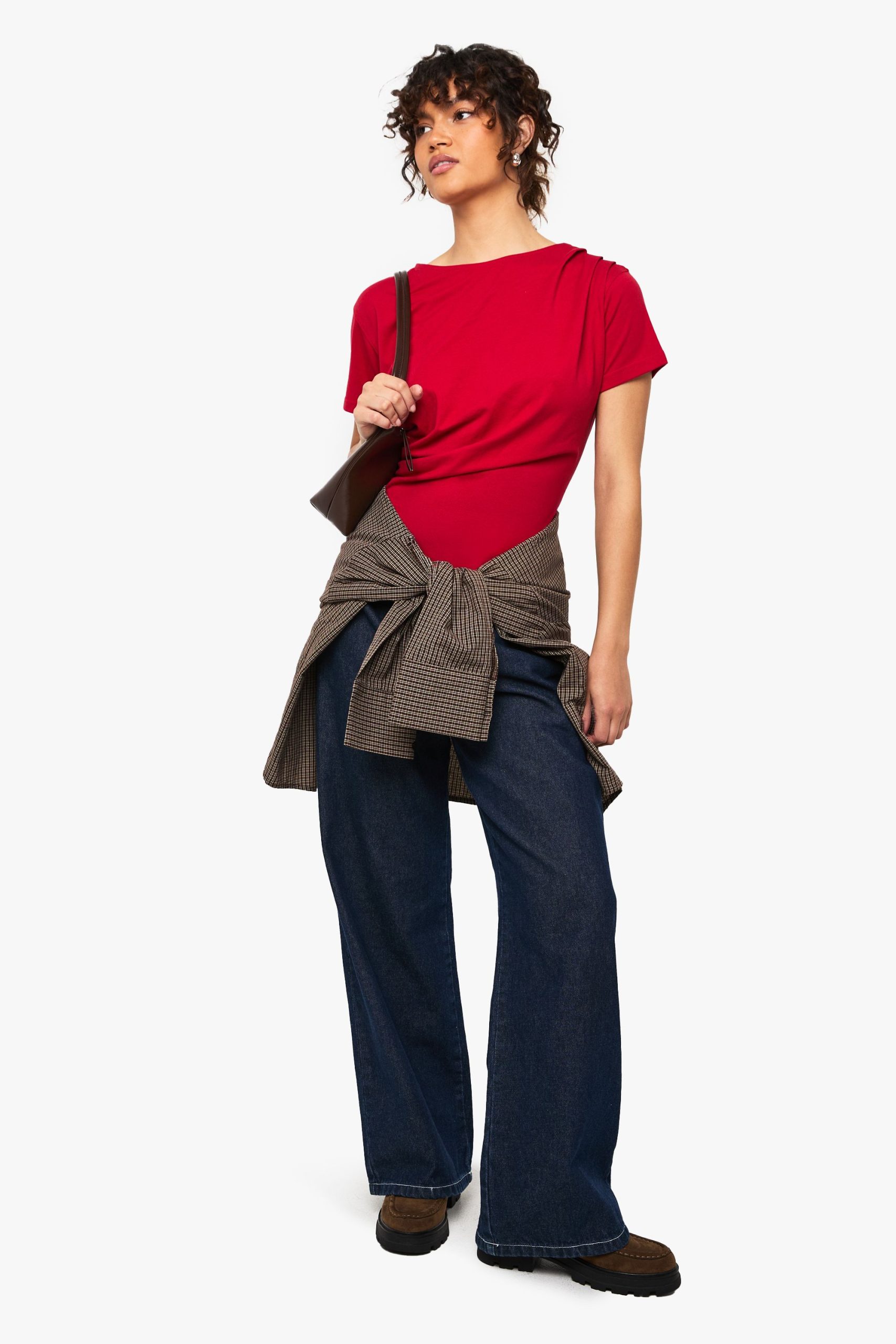 Asymmetric Hem Cinched Waist T-shirt - Image 3