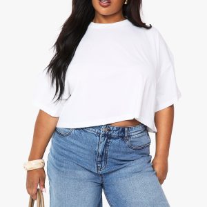 Boohoo Basics Plus Boxy Crop T-Shirt