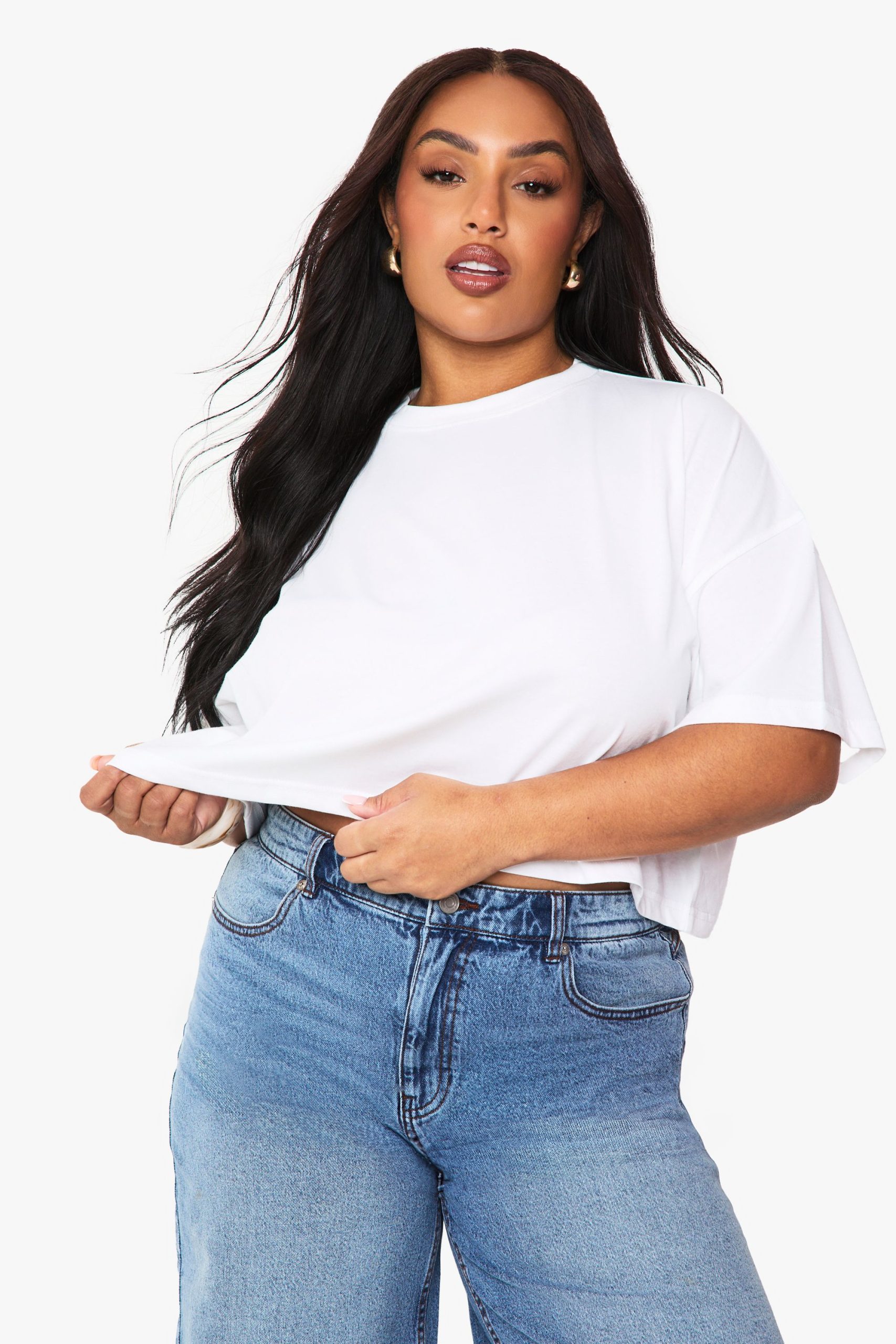 Boohoo Basics Plus Boxy Crop T-Shirt - Image 3