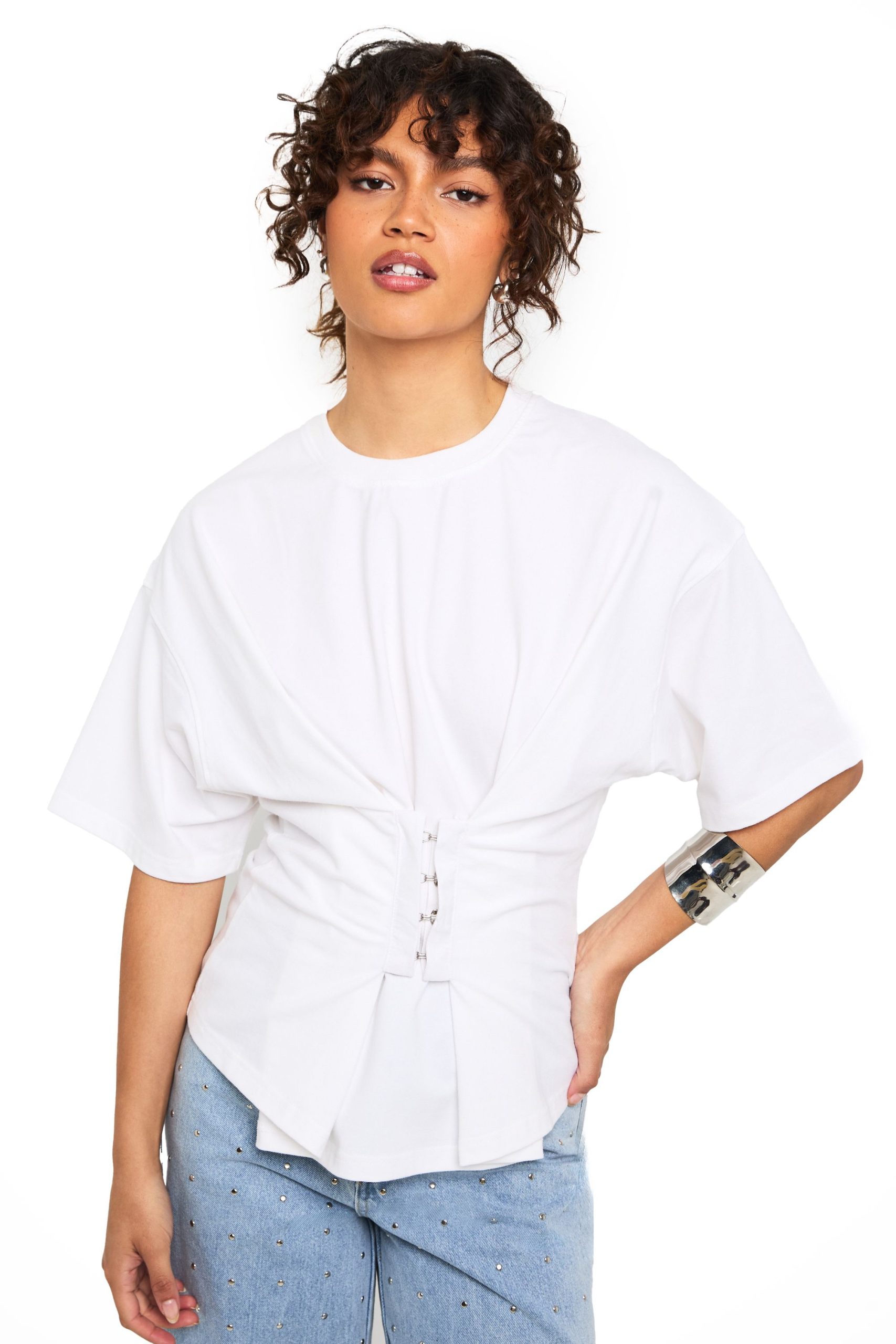 Hook and Eye Corseted Waist T-Shirt