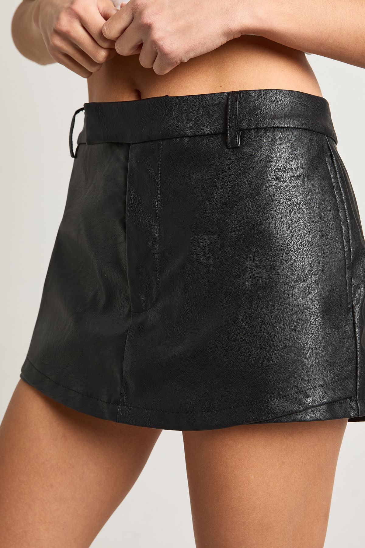 Faux Leather Low Rise Skort - Image 4