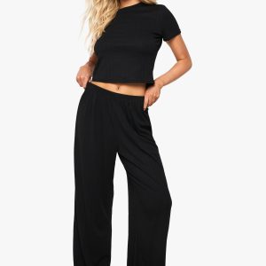 Pointelle Baby Tee and Wide Leg Trouser Pyjama Set