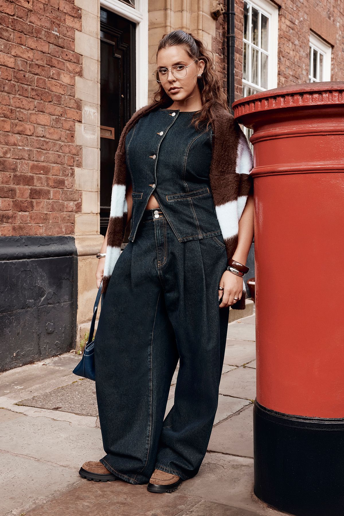 Plus High Waist Double Pleated Wide Leg Jean