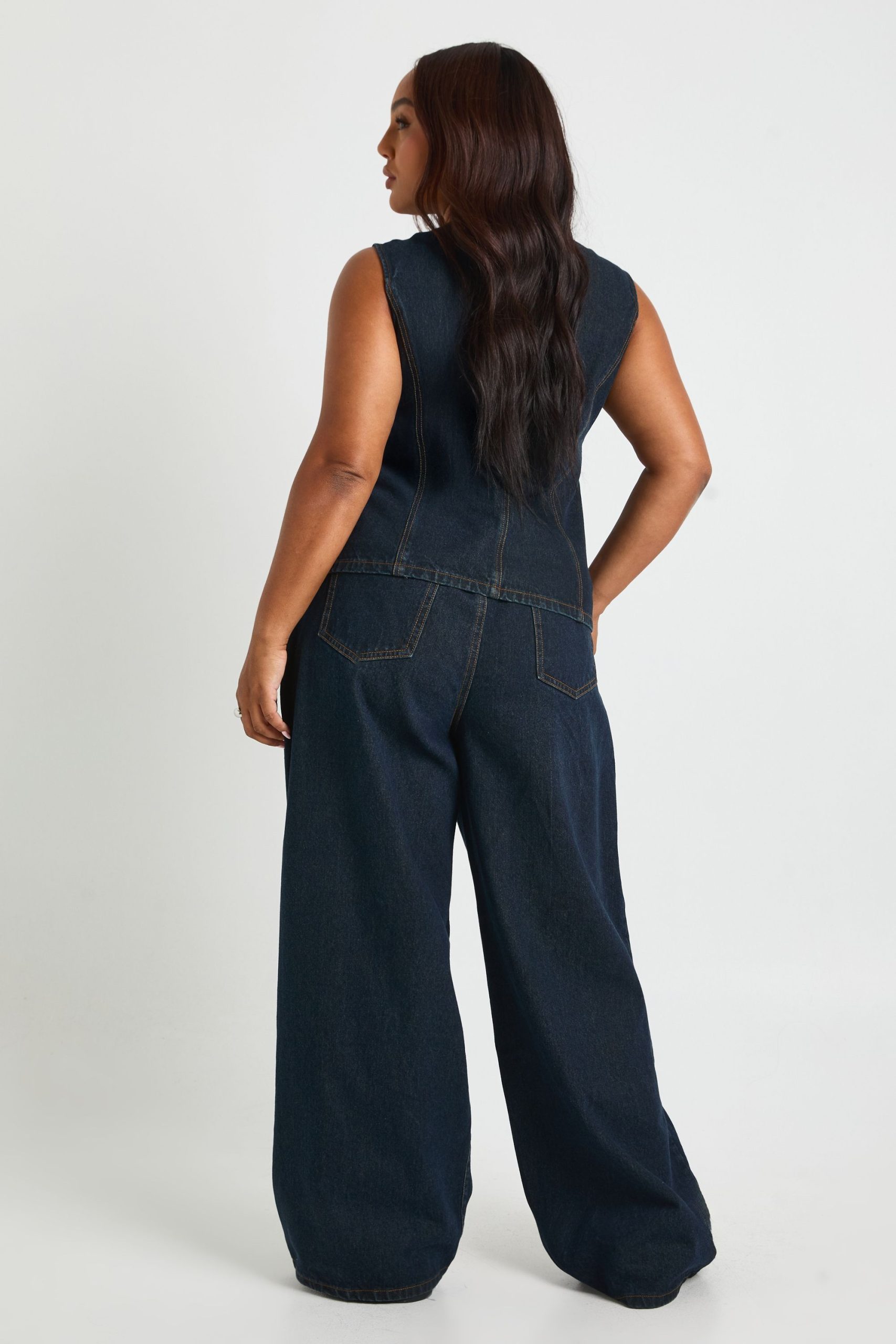 Plus High Waist Double Pleated Wide Leg Jean - Image 2