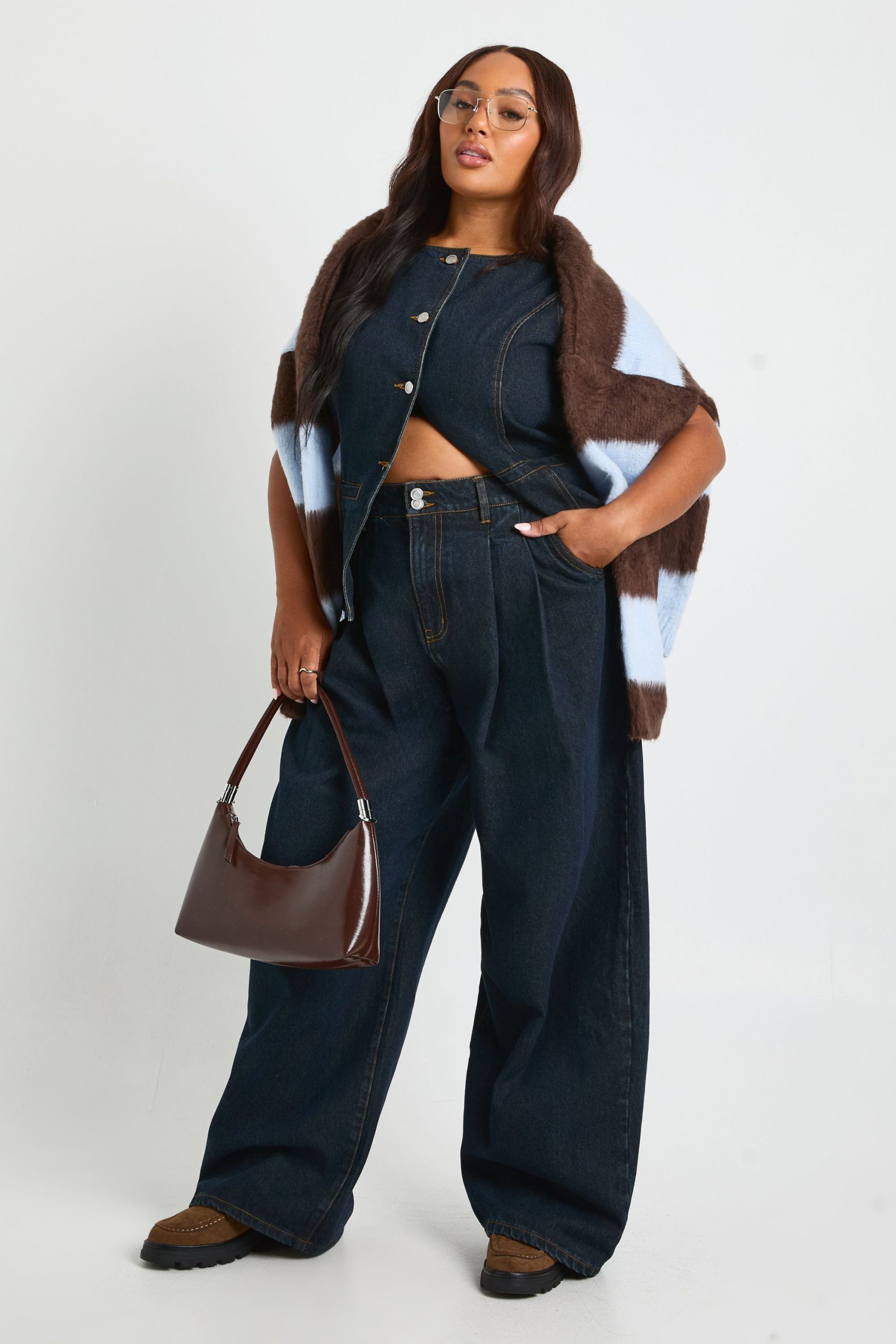 Plus High Waist Double Pleated Wide Leg Jean - Image 5