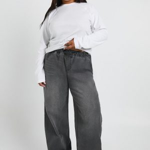 Plus Elasticated Waist Wide Leg Jean