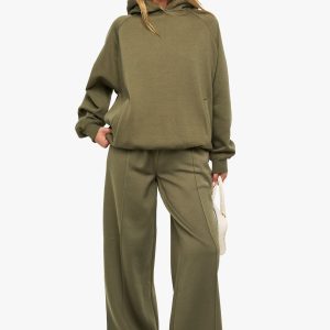Pintuck Detail Straight Leg Jogger