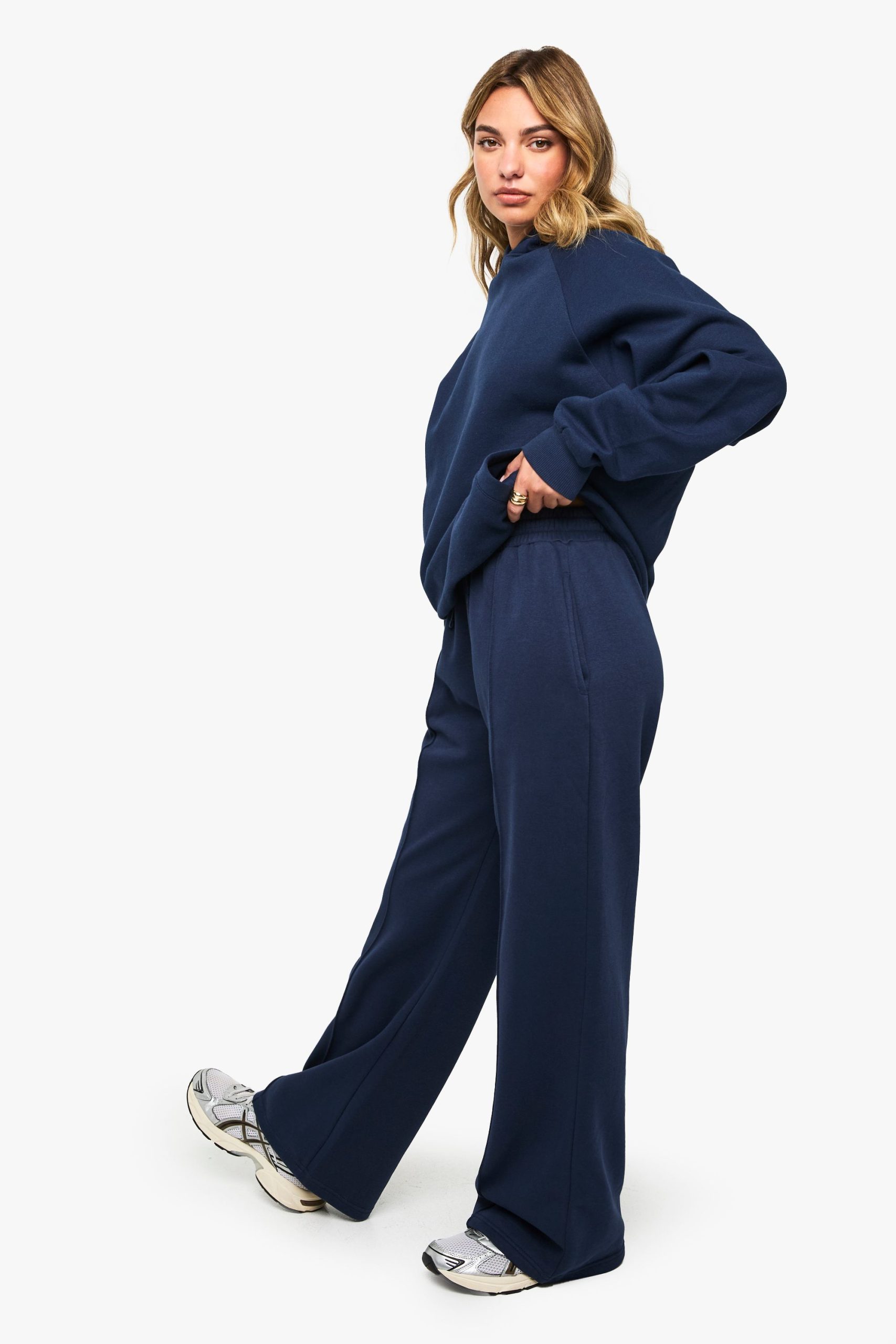 Pintuck Detail Deep Waistband Wide Leg Jogger - Image 3