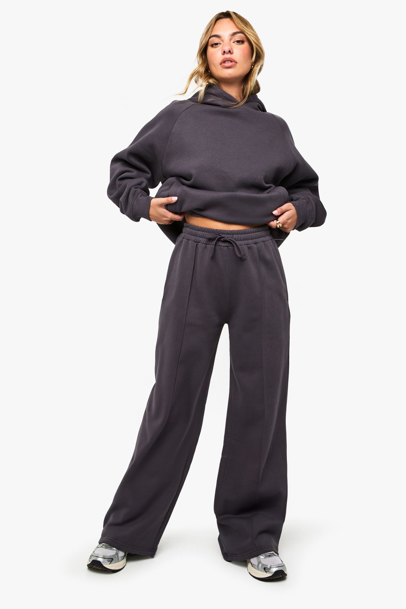 Pintuck Detail Deep Waistband Wide Leg Jogger - Image 3