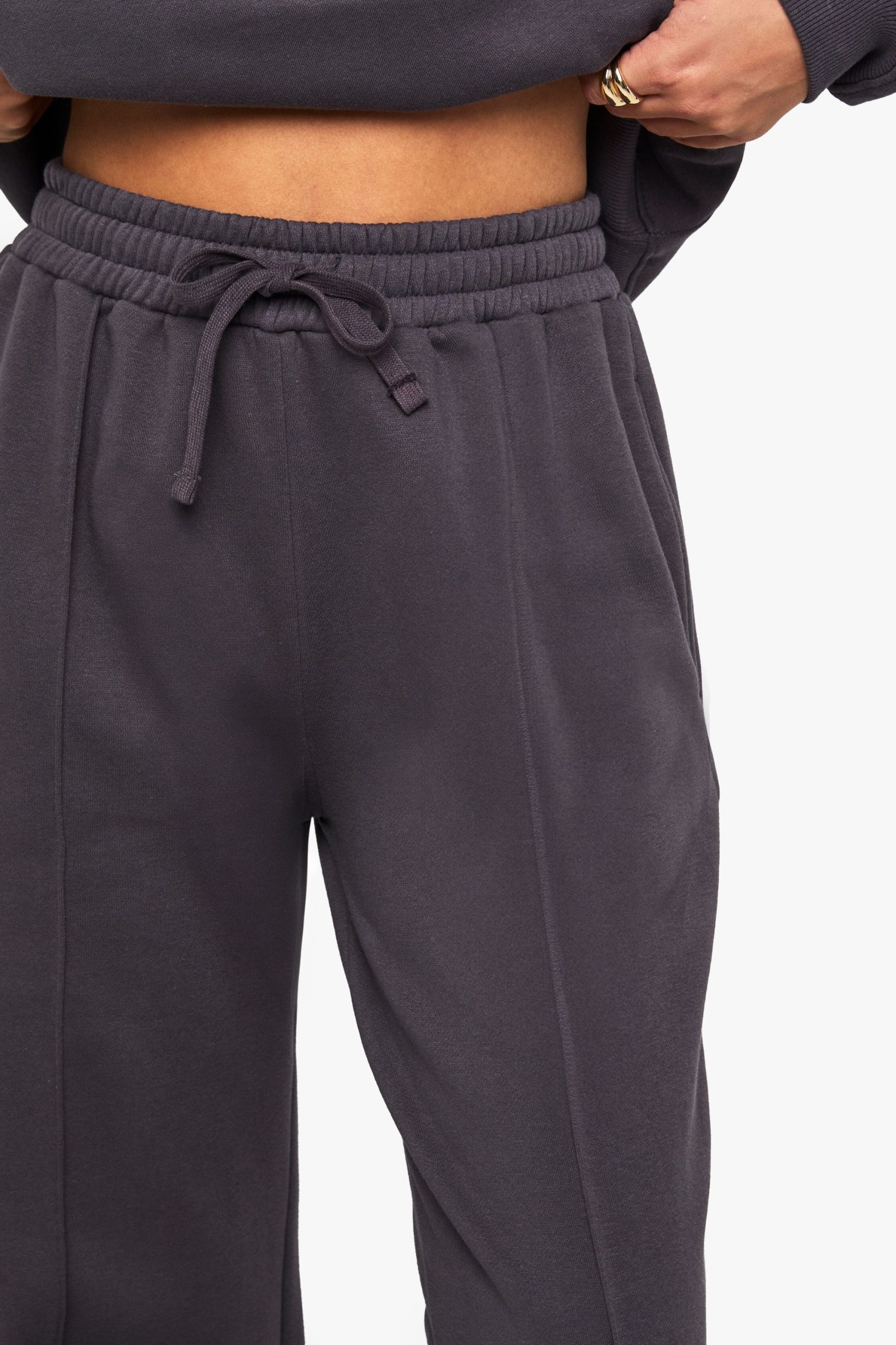 Pintuck Detail Deep Waistband Wide Leg Jogger - Image 4