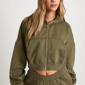 Boxy Balloon Sleeve Oversized Zip Through Hoodie