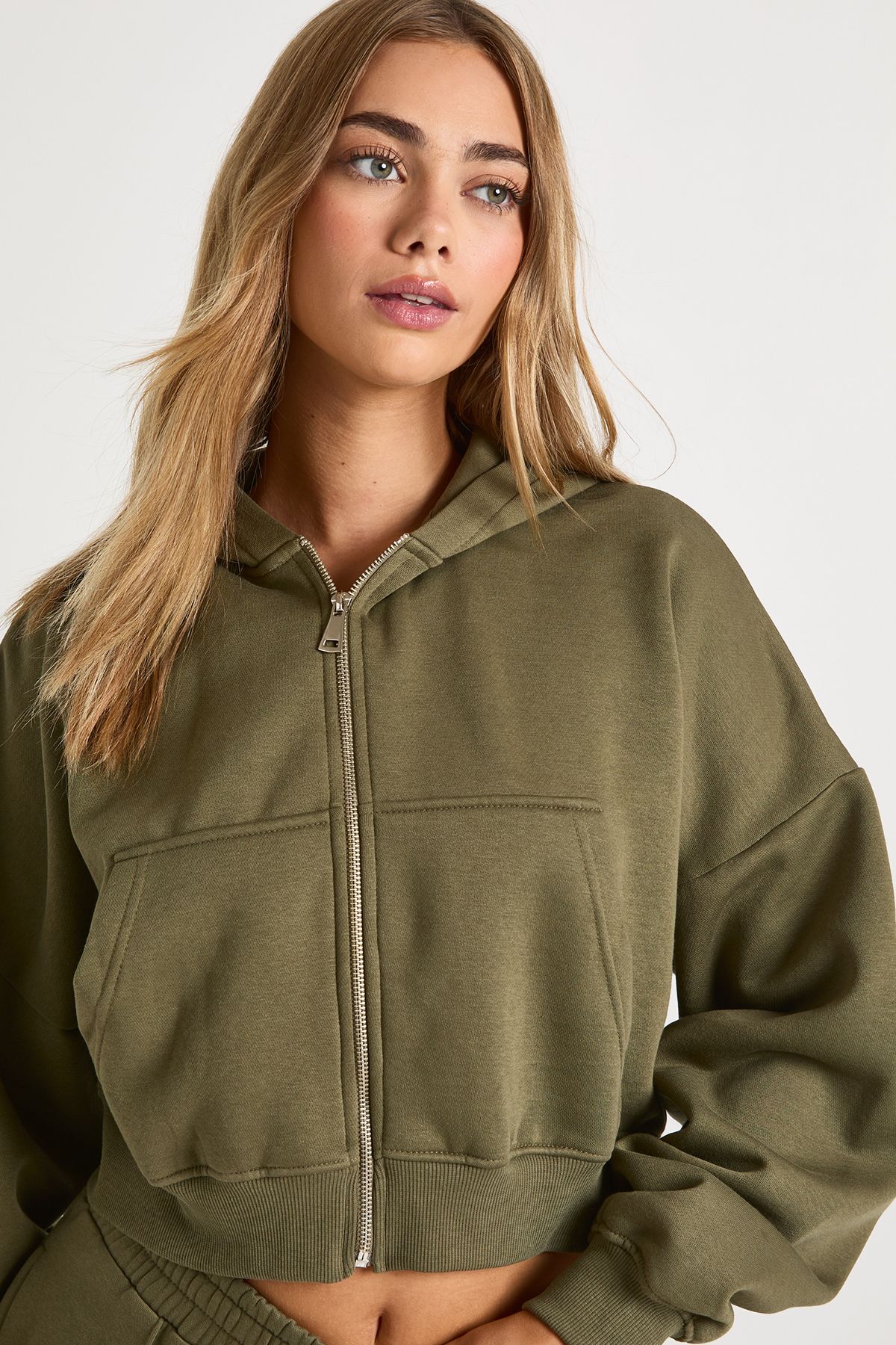 Boxy Balloon Sleeve Oversized Zip Through Hoodie - Image 4