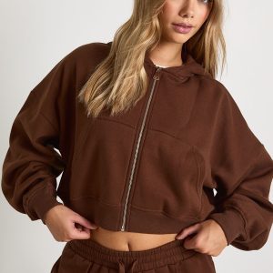 Boxy Balloon Sleeve Oversized Zip Through Hoodie