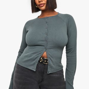 Plus Button Down Long Sleeve Top
