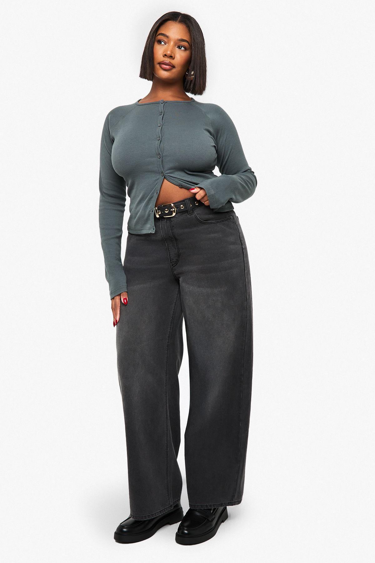 Plus Button Down Long Sleeve Top - Image 3