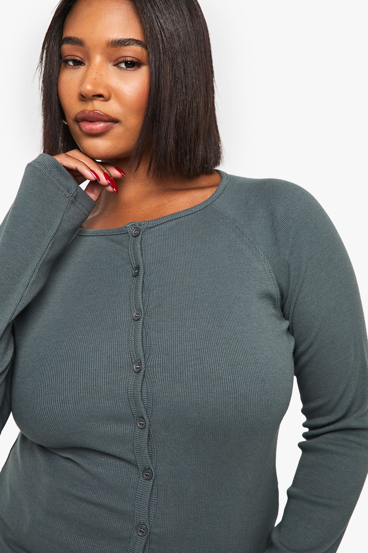 Plus Button Down Long Sleeve Top - Image 4