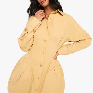 Petite Poplin Volume Hem Shirt Dress