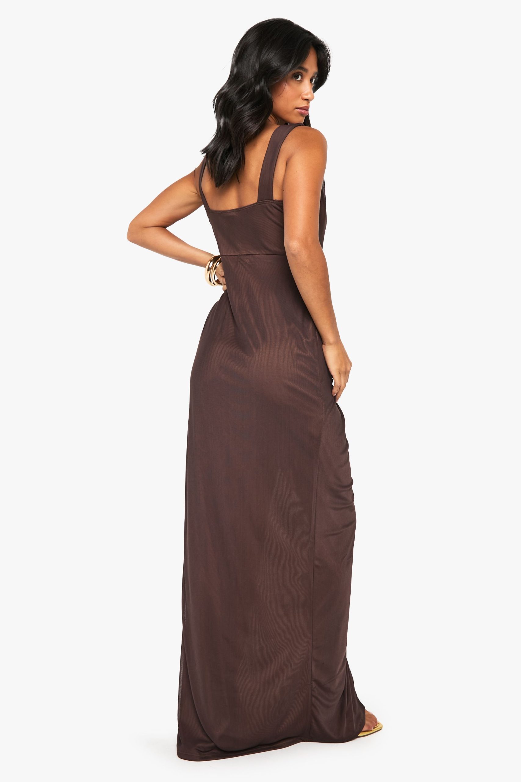 Petite Mesh Wrap Cowl Maxi Dress - Image 2
