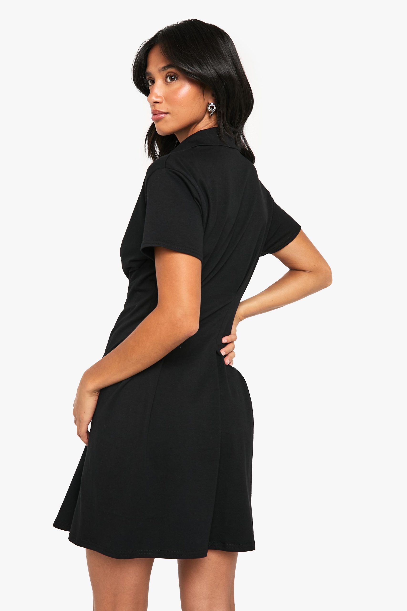 Petite Cotton Collared Pleated Mini Dress - Image 2