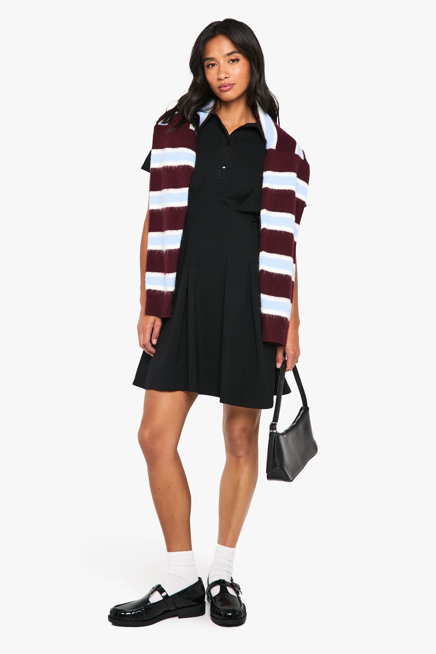 Petite Cotton Collared Pleated Mini Dress - Image 3