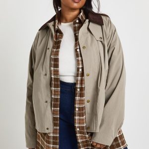 Plus Cord Collar Barn Jacket