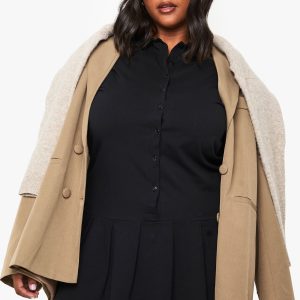 Plus Pleated Hem Skater Shirt Dress