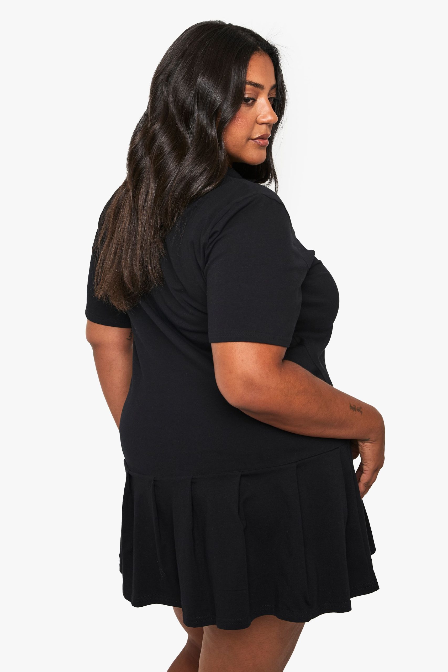 Plus Pleated Hem Skater Shirt Dress - Image 2