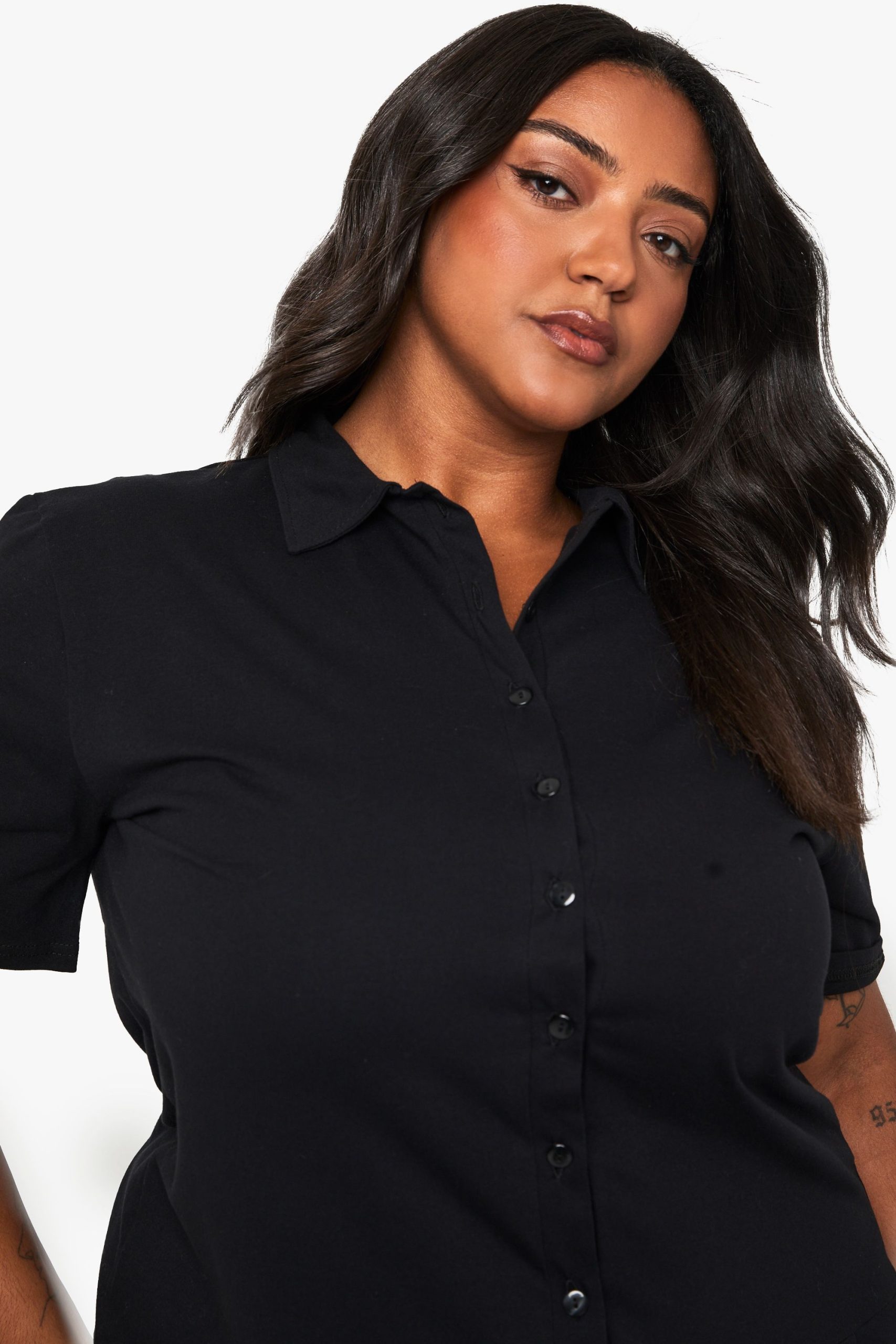 Plus Pleated Hem Skater Shirt Dress - Image 4