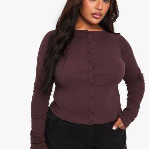 Plus Button Down Long Sleeve Top