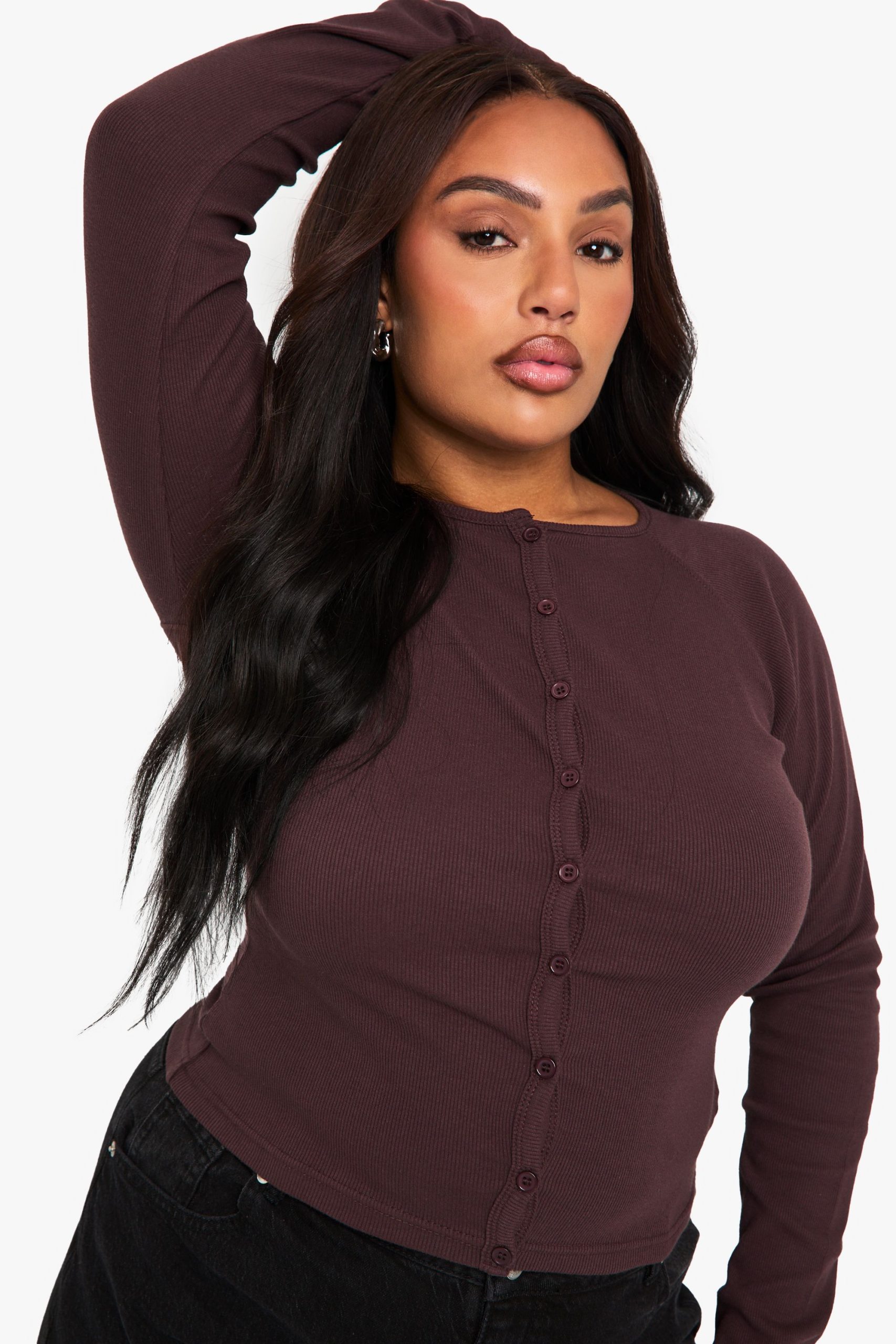 Plus Button Down Long Sleeve Top - Image 3