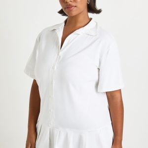 Plus Pleated Hem Skater Shirt Dress