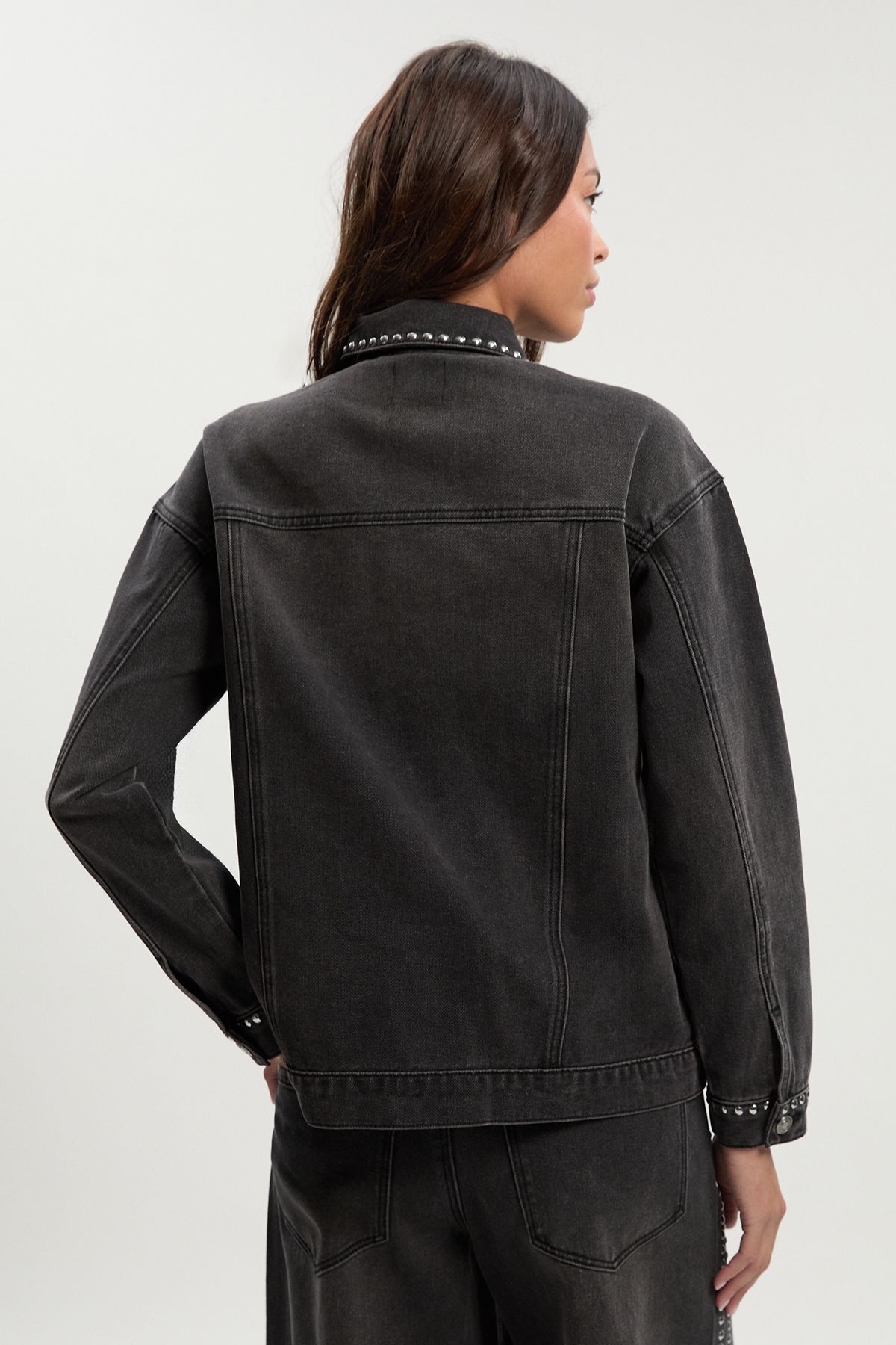 Studded Oversized Denim Jacket - Image 4