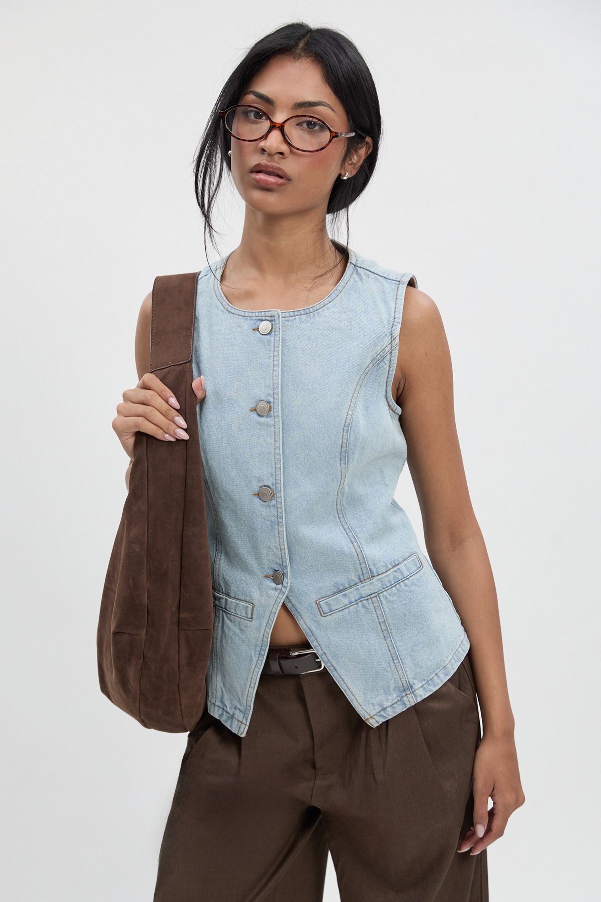 Longline Denim Waistcoat
