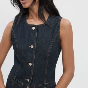 Longline Denim Waistcoat