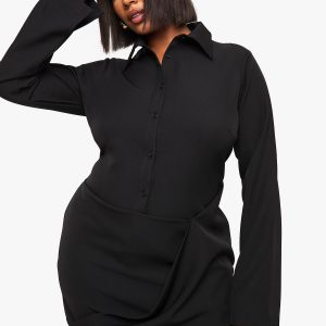 Plus Drape Front Shirt Dress