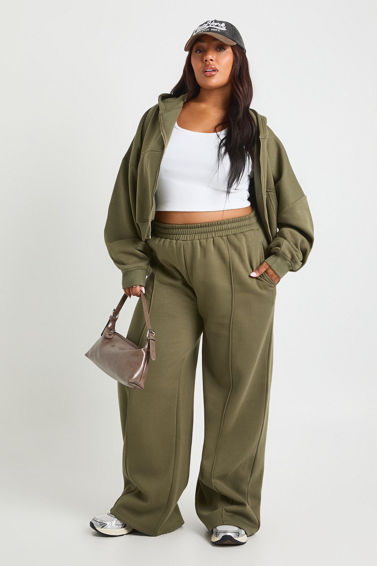 Plus Core Basic Boxy Balloon Sleeve Oversized Zip Through Hoodie - Image 3