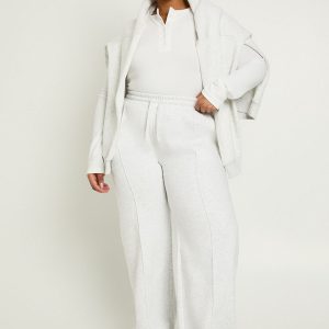 Plus Core Basic Pintuck Detail Deep Waistband Wide Leg Jogger
