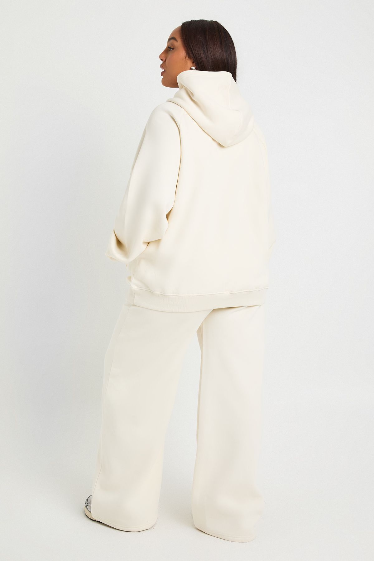 Plus Core Basic Pintuck Detail Deep Waistband Wide Leg Jogger - Image 2