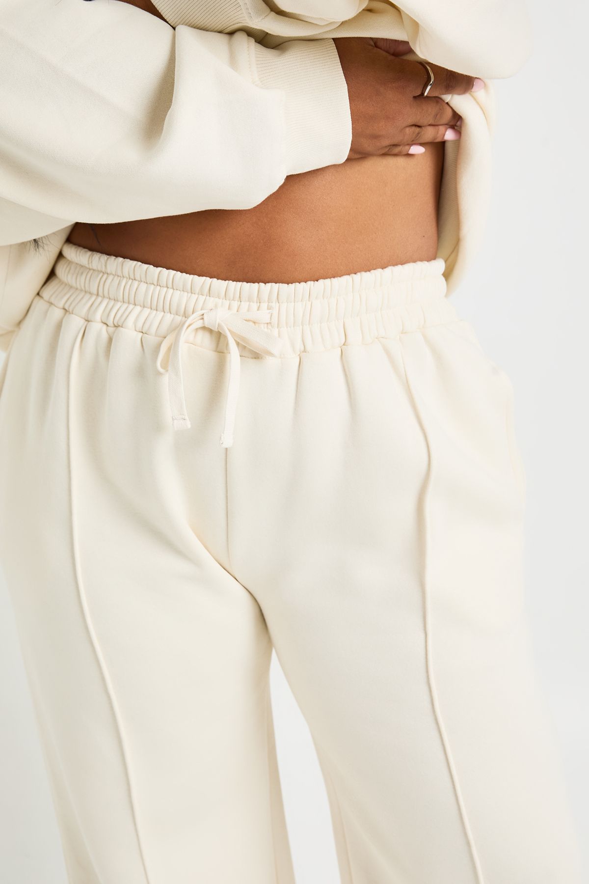Plus Core Basic Pintuck Detail Deep Waistband Wide Leg Jogger - Image 4