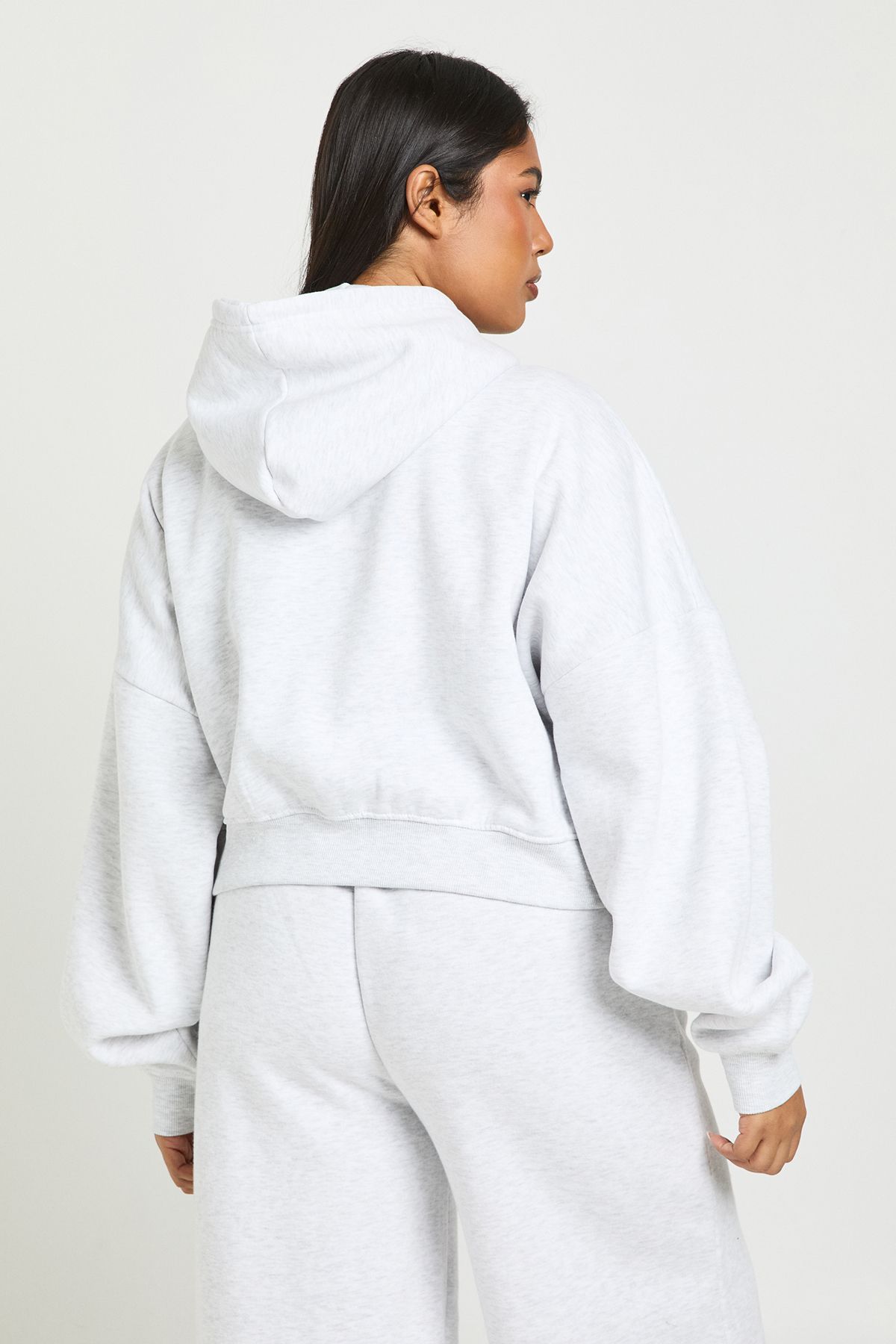 Plus Core Basic Boxy Balloon Sleeve Oversized Zip Through Hoodie - Image 2