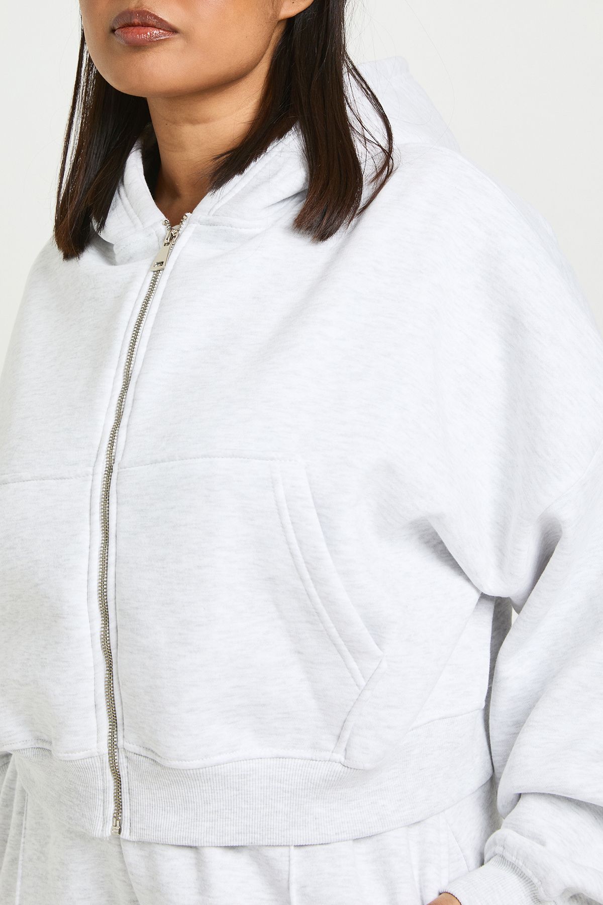 Plus Core Basic Boxy Balloon Sleeve Oversized Zip Through Hoodie - Image 4