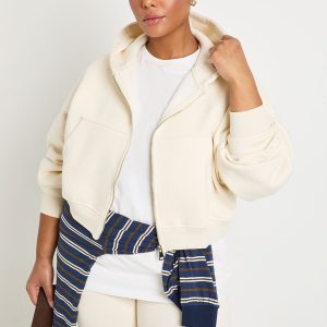 Plus Core Basic Boxy Balloon Sleeve Oversized Zip Through Hoodie