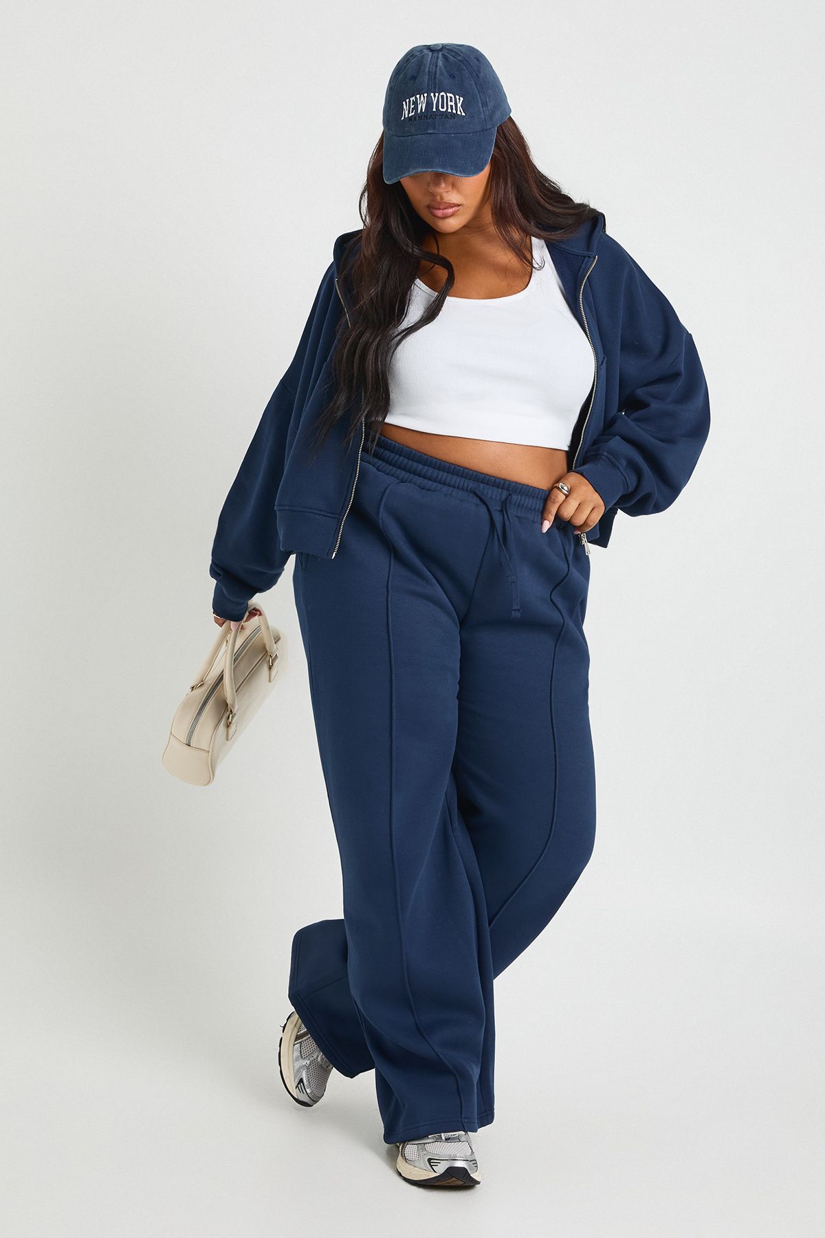 Plus Core Basic Boxy Balloon Sleeve Oversized Zip Through Hoodie - Image 3