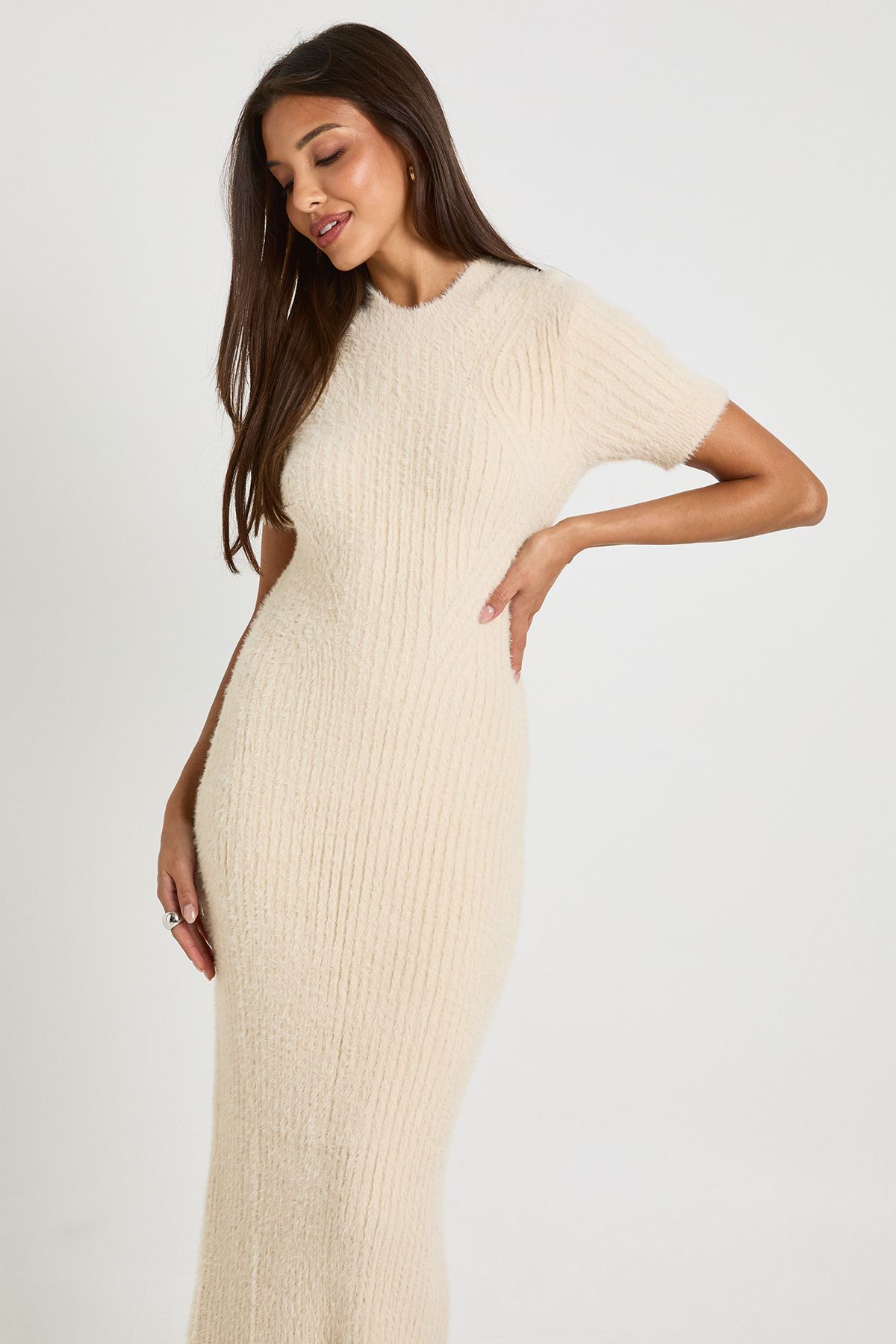 Fluffy Yarn Knitted Maxi Dress - Image 3