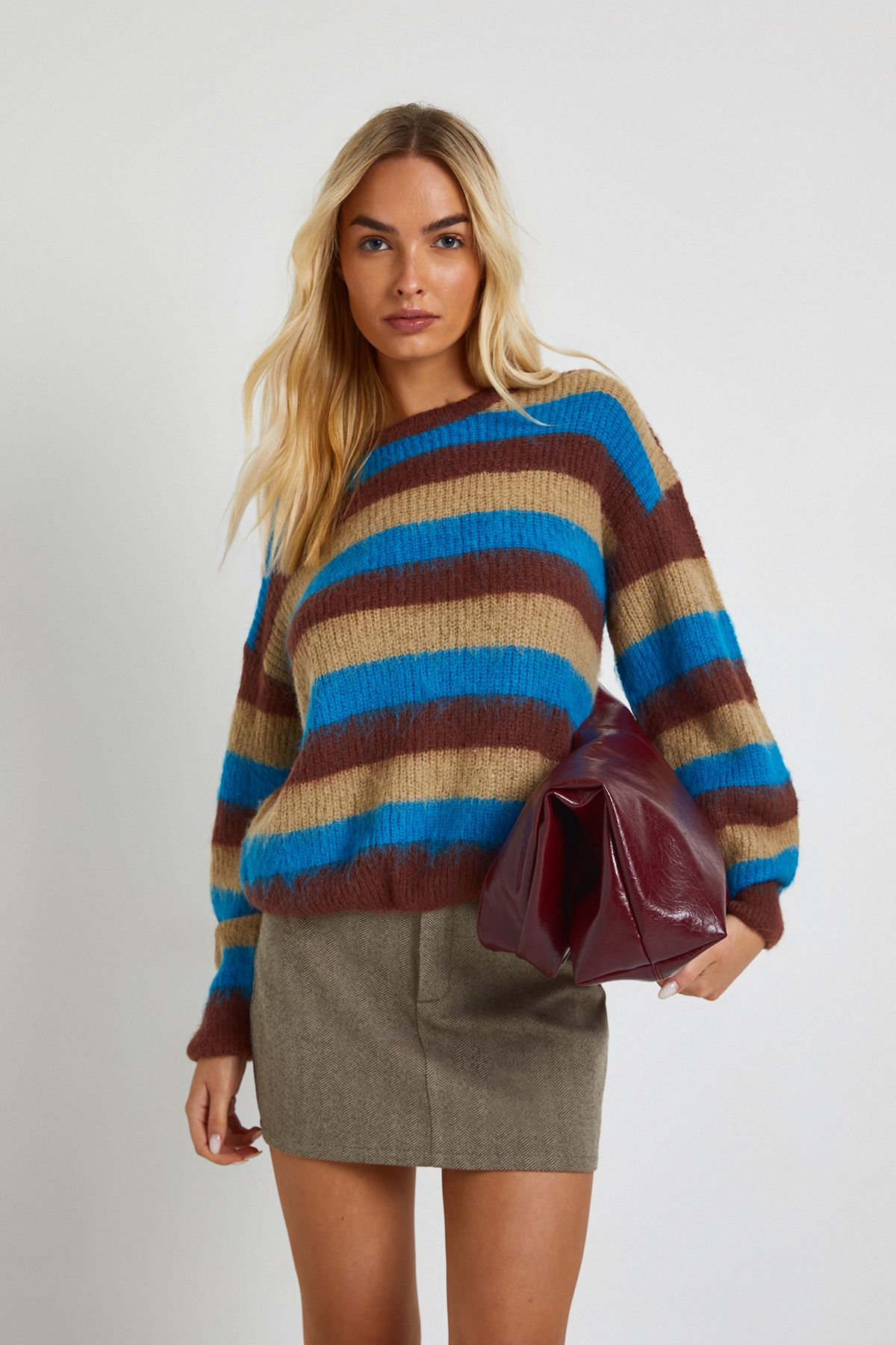 Brushed Soft Knit Oversized Crew Neck Jumper