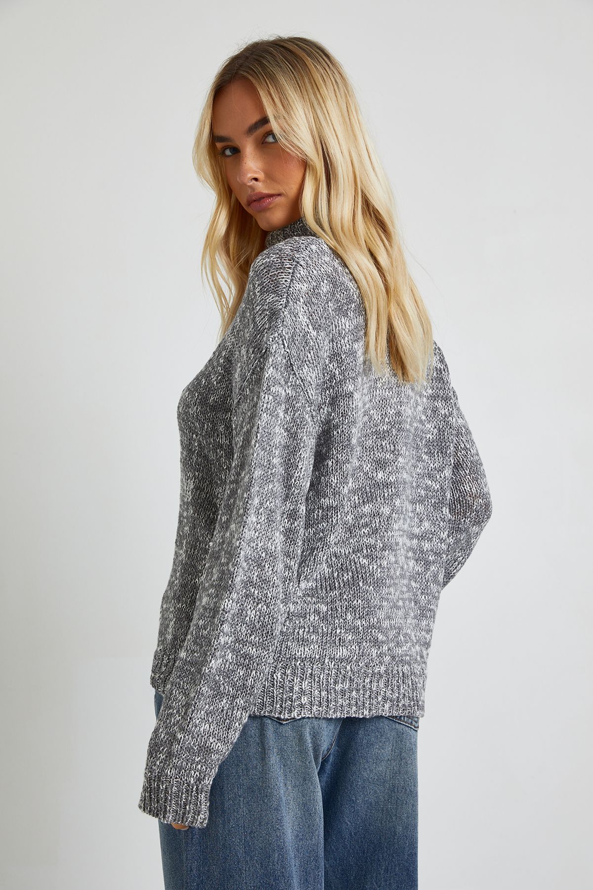 Roll Neck Marl Knit Jumper - Image 2