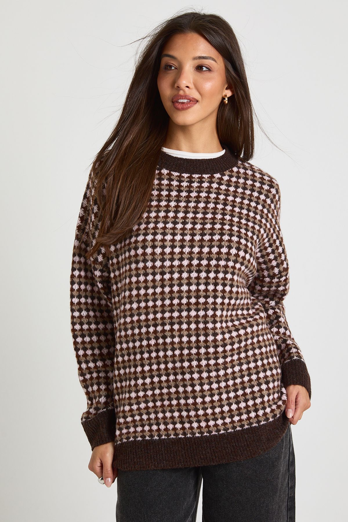 Chunky Knit Patterned Oversized Jumper