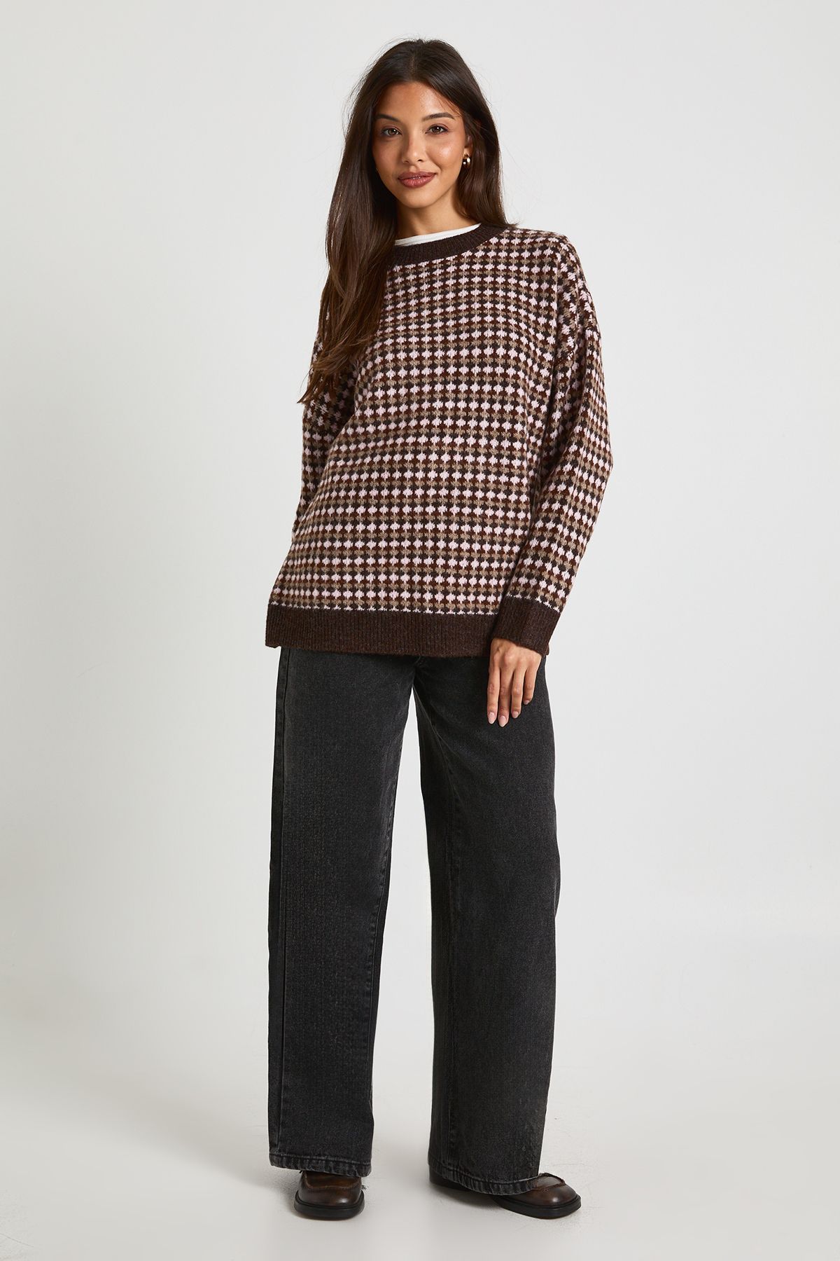 Chunky Knit Patterned Oversized Jumper - Image 3