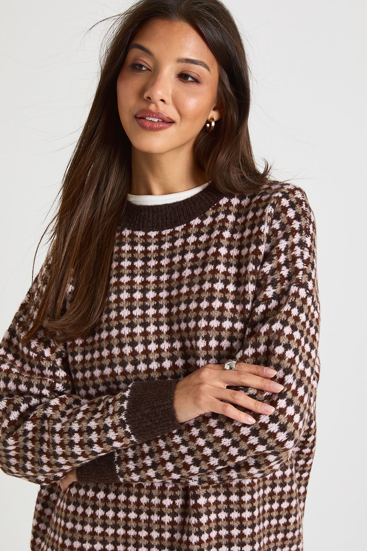 Chunky Knit Patterned Oversized Jumper - Image 4